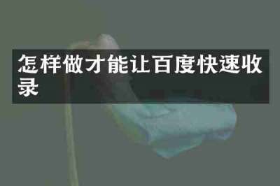 怎样做才能让百度快速收录