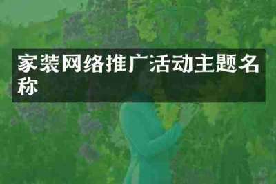 家装网络推广活动主题名称