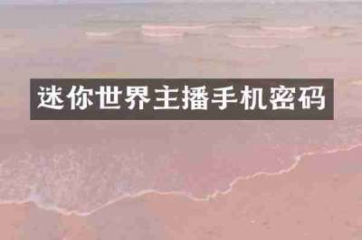 迷你世界主播手机密码