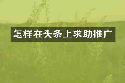 怎样在头条上求助推广