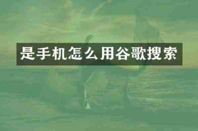 是手机怎么用谷歌搜索