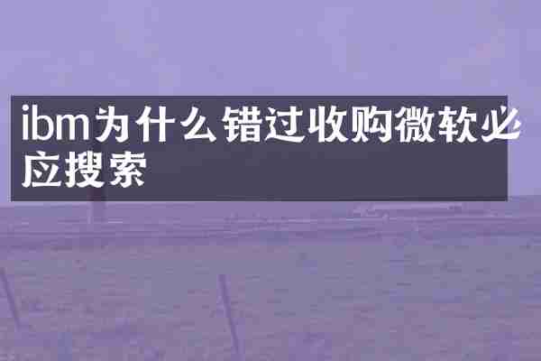 ibm为什么错过收购微软必应搜索