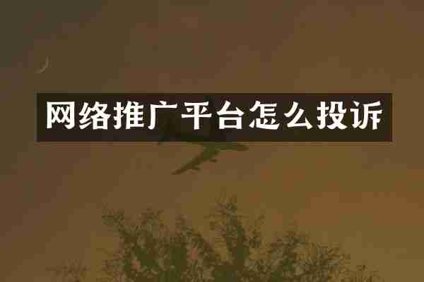 网络推广平台怎么投诉