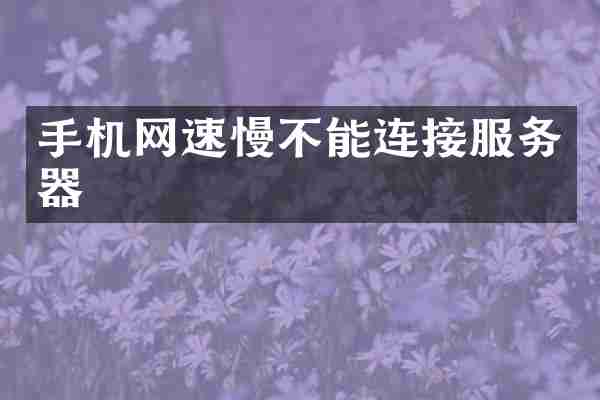 手机网速慢不能连接服务器