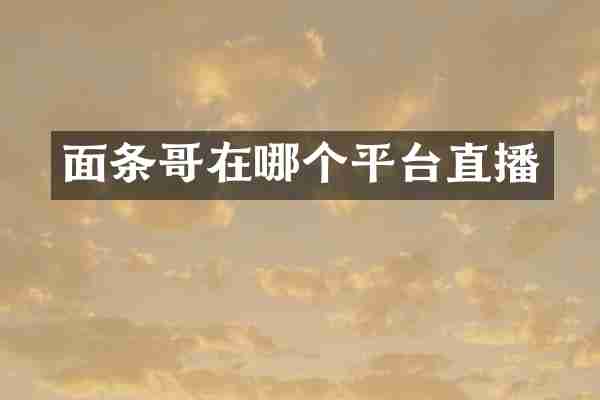 面条哥在哪个平台直播