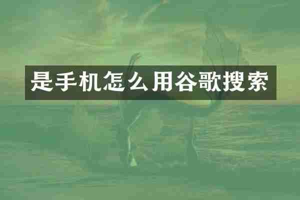 是手机怎么用谷歌搜索