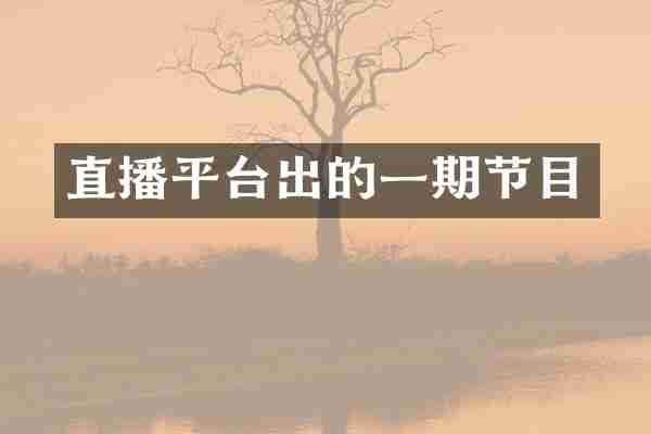 直播平台出的一期节目
