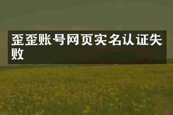 歪歪账号网页实名认证失败