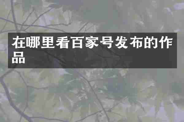 在哪里看百家号发布的作品