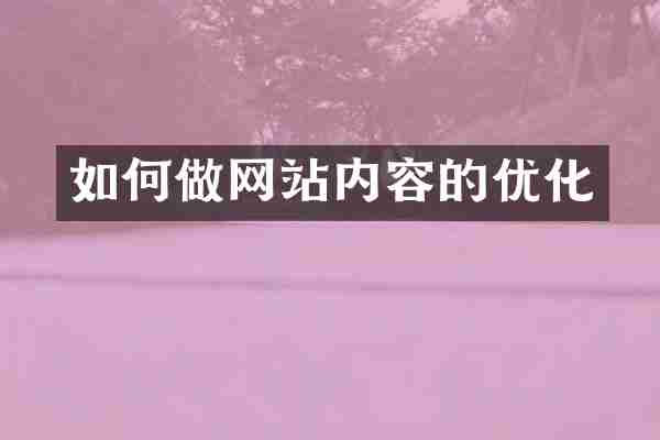 如何做网站内容的优化