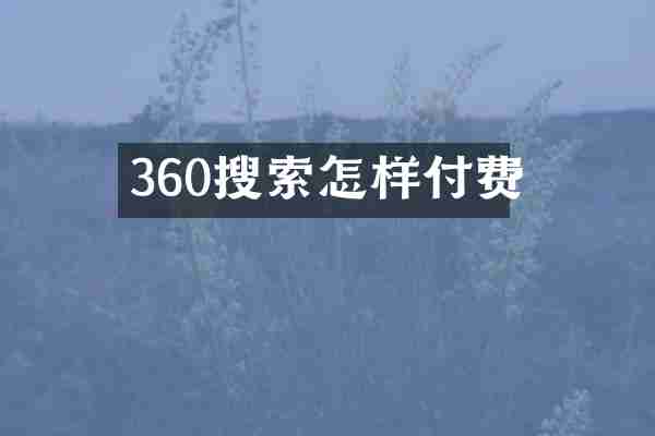 360搜索怎样付费