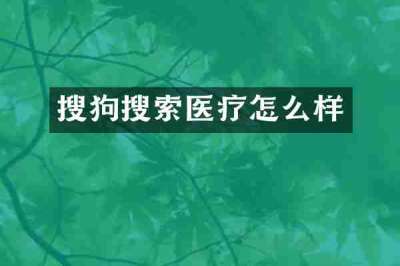 搜狗搜索医疗怎么样