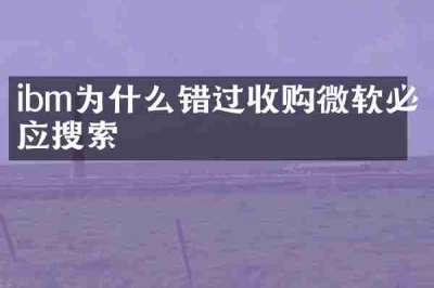 ibm为什么错过收购微软必应搜索