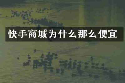 快手商城为什么那么便宜