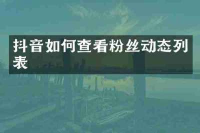 抖音如何查看粉丝动态列表