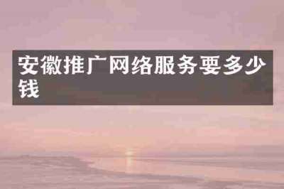 安徽推广网络服务要多少钱