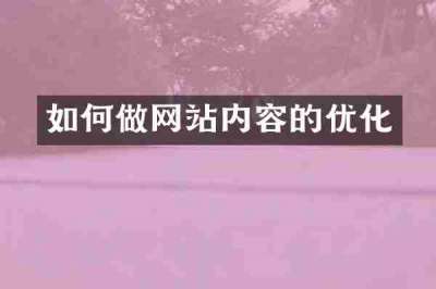 如何做网站内容的优化