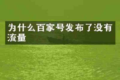 为什么百家号发布了没有流量