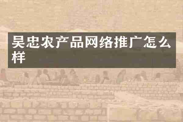 吴忠农产品网络推广怎么样