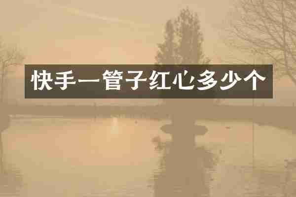 快手一管子红心多少个
