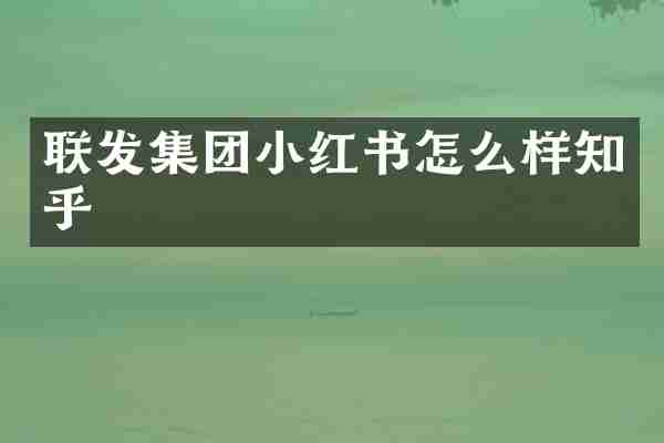 联发集团小红书怎么样知乎