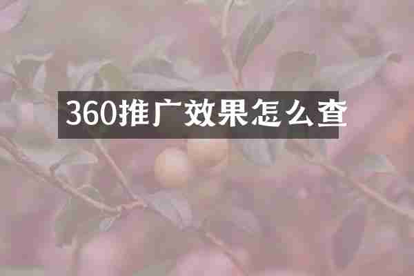 360推广效果怎么查