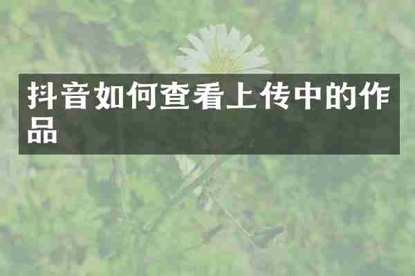 抖音如何查看上传中的作品