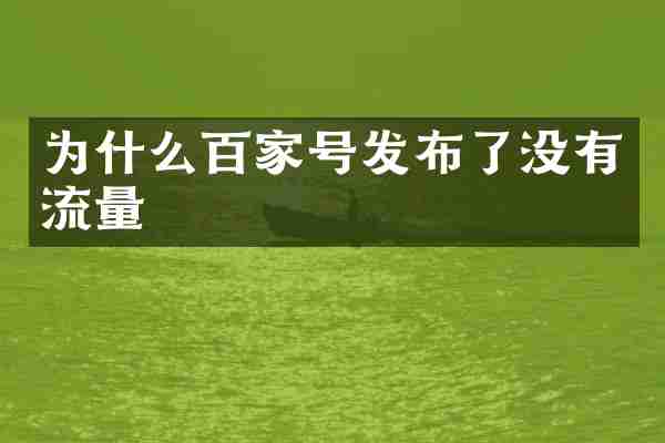为什么百家号发布了没有流量