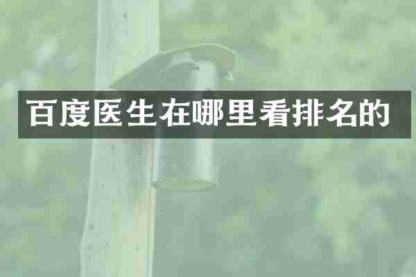 百度医生在哪里看排名的