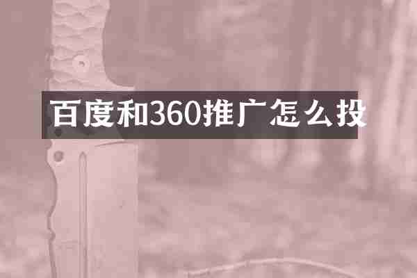 百度和360推广怎么投