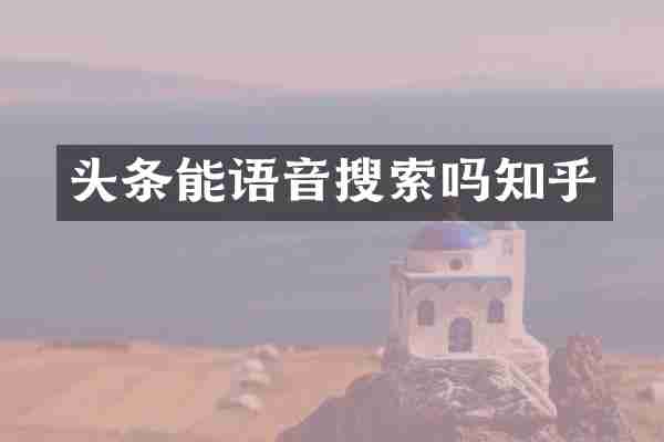 头条能语音搜索吗知乎