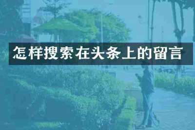 怎样搜索在头条上的留言