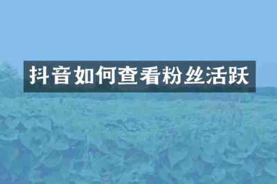 抖音如何查看粉丝活跃