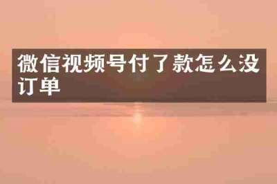 微信视频号付了款怎么没订单