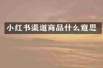 小红书渠道商品什么意思