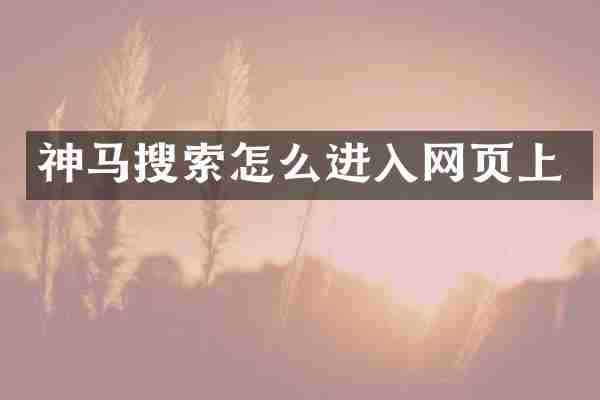 神马搜索怎么进入网页上
