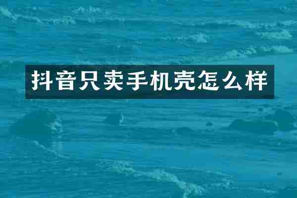抖音只卖手机壳怎么样