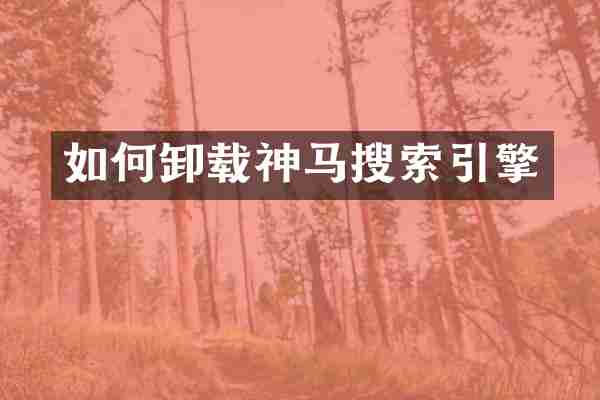 如何卸载神马搜索引擎