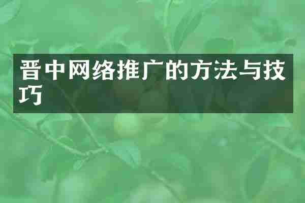 晋中网络推广的方法与技巧