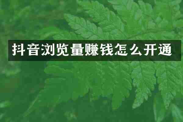抖音浏览量赚钱怎么开通