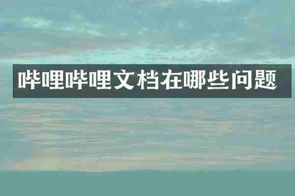 哔哩哔哩文档在哪些问题