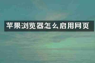 苹果浏览器怎么启用网页