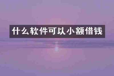 什么软件可以小额借钱