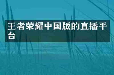 王者荣耀中国版的直播平台
