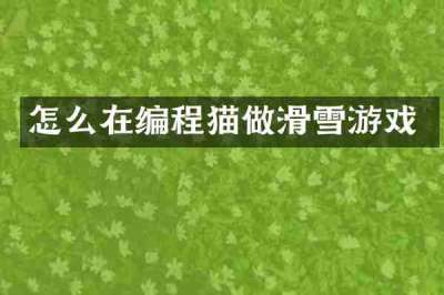 怎么在编程猫做滑雪游戏