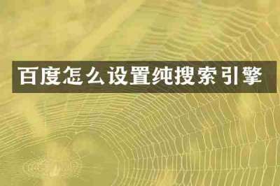 百度怎么设置纯搜索引擎
