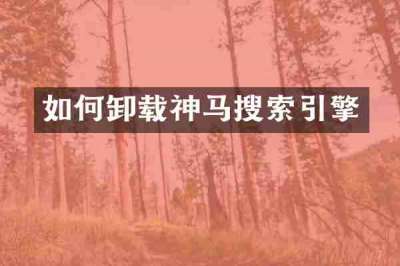 如何卸载神马搜索引擎