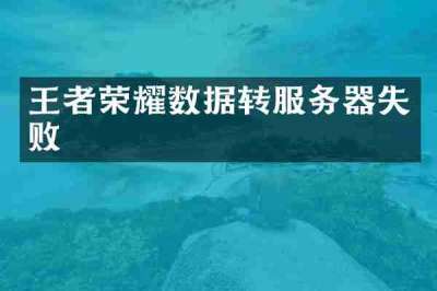 王者荣耀数据转服务器失败