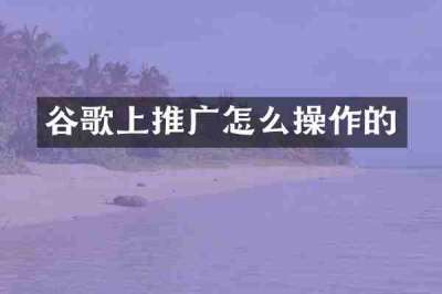 谷歌上推广怎么操作的