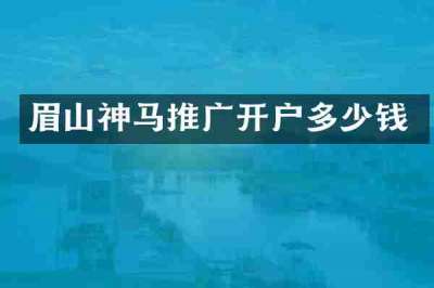眉山神马推广开户多少钱